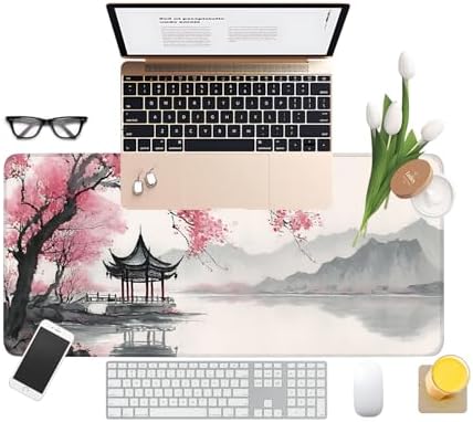 Japanese Cherry Blossoms Gaming Mouse Pad 31.5"x11.8" Large Extended Pad Desk Mat Anti-Slip Rubber Base & Durable Stitched Edges for Gamers Smooth Mouse Pad Writing Surface for Desk Office/Home - Image 3