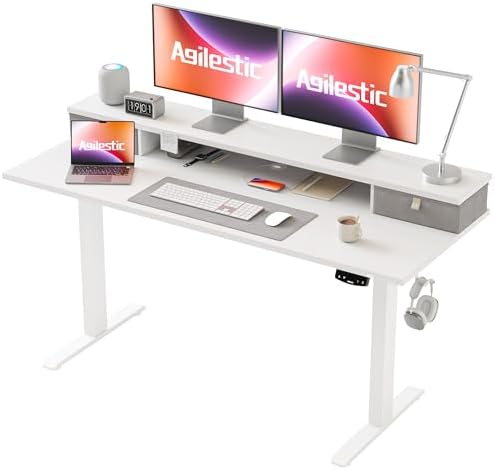 Agilestic 55 * 24 Inch Electric Standing Desk with Drawers, White by Agilestic
