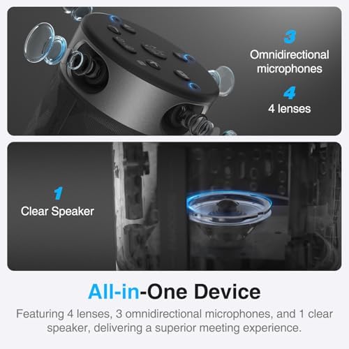 PANOCORE360 All-in-One Meeting Camera - 360° Conference Cam for PC Mac, Speaker & Mic Array, Auto Speaker Focus, 1080P Output, AI Voice Isolation, Local Recording,Compatible with Webex/Zoom/Teams/Meet - Image 4