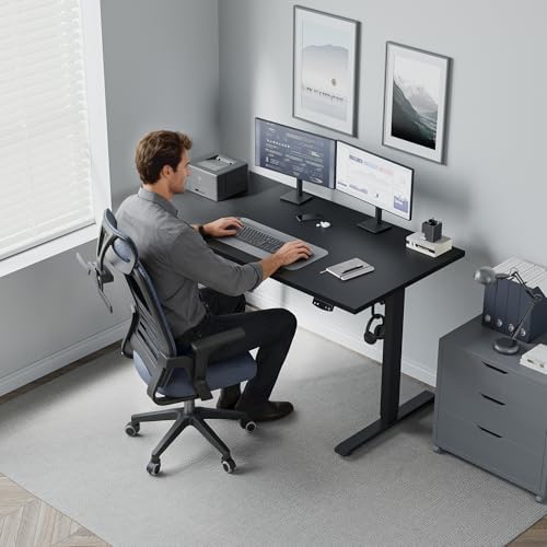 Klicelor 48 Inch Electric Standing Desk, Height Adjustable Office Desk, Sit Stand Up Computer Desk with Memory Preset, Two-Piece Desktop, Black - Image 2