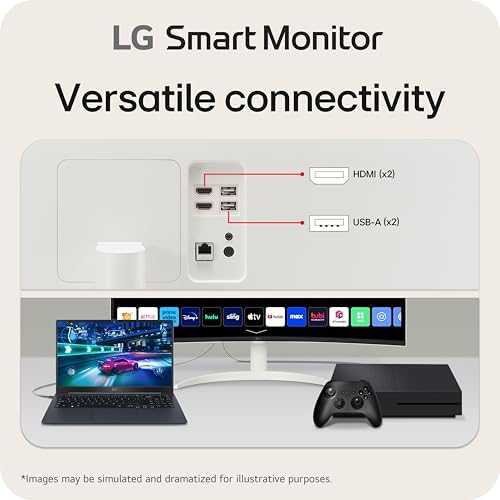 LG 34SR60QC-W 34-inch QHD (3440x1440) Curved Smart Monitor with Streaming, UltraWide Screen, webOS, HDR10, 100Hz, Built-in Speaker, AirPlay2, Screen Share, Bluetooth, ThinQ App, White - Image 4
