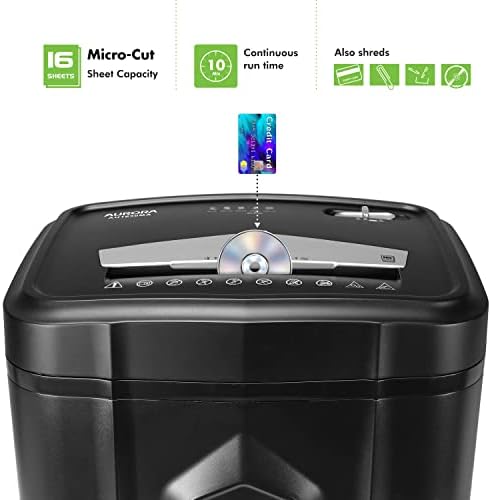 Aurora AU1630MA Anti-Jam 16-Sheet Micro-Cut Paper and CD/Credit Card Shredder/ 10 Minutes Continuous Run Time - Image 2