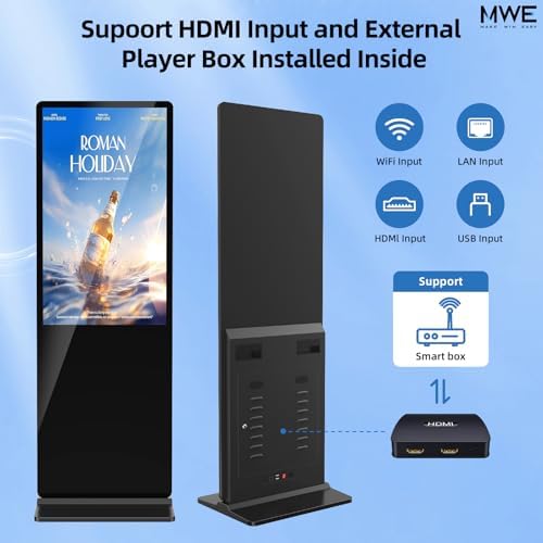 65 Inch 4K Digital Signage Display,Indoor Floor Standing Digital Kiosks & Interactive Displays,Commercial Advertising LCD Totem Android System Auto Media Player HDMI Input,Free Custom Logo,Black - Image 4