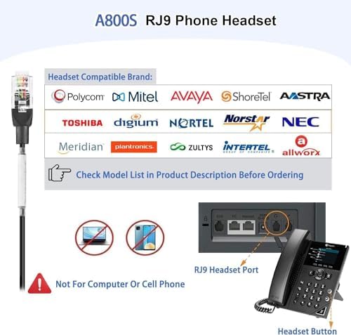 Arama Phone Headset for Office Phones for Polycom & Other IP Phones(A800S1) - Image 3