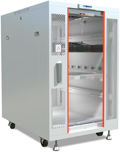 22U Server Rack Cabinet, 35" Deep, Glass Door, 19-Inch by SYSRACKS