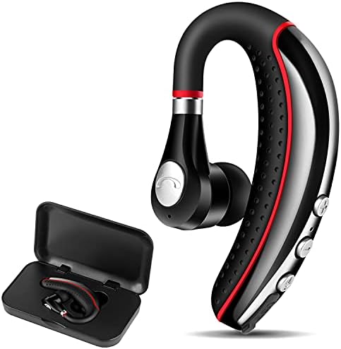 Bluetooth Headset V5.0,Wireless Bluetooth Earpiece with Noise Canceling Mic for Cell Phone,Business Earphone for Driving/Trucker/Office,Sweatproof Headset for Android/iPhone-RED by LSAPT