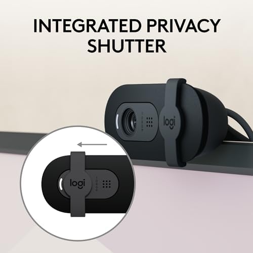Logitech Brio 101 Full HD 1080p Webcam for Meetings,Streaming,Desktop,Laptop,PC - Built-in Mic,Shutter,Works with Zoom,Microsoft Teams,Nintendo Switch 2’s New GameChat Mode,USB-A,-Black,(Pack of 4) - Image 4