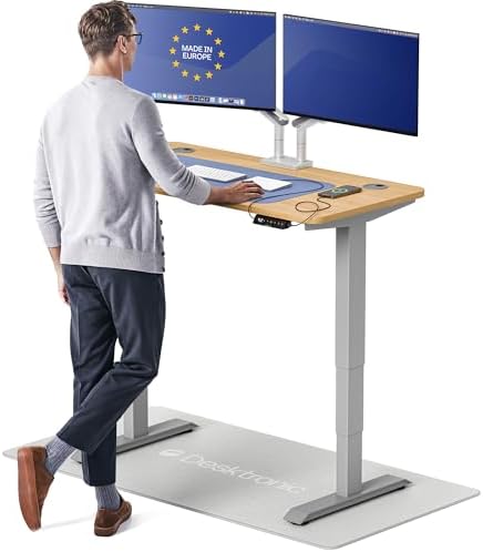 Desktronic HomePro Standing Desk 48x24 — Made in Europe, Ergonomic Sit Stand Home Office Desk, Electric Height Adjustable, Dual Motor, USB & USB-C Charging, Wobble-Free, Touchscreen, 3 Memory Presets by Desktronic