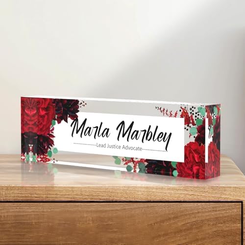 Personalized Acrylic Office Desk Name Plate with Name and Title Printing by nyareka