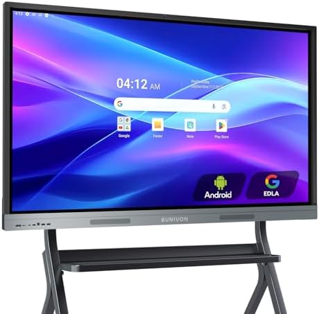 Smart Board 55" 4K Interactive Whiteboard Google EDLA-Certified for Classroom Office Home School, OTA Software Updates 8GB RAM + 128GB Storage by EUNIVON