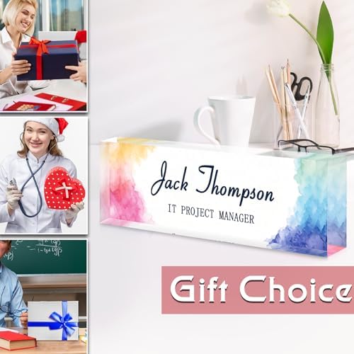 Custom Name Plate for Desk, Acrylic Desk Name Plate Personalized, Employee Appreciation Gifts, Office Desk Accessories for Women Men Teacher Nurse, Coworker Gifts for Manager Assistant (Sunrose) - Image 6