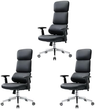 EUREKA ERGONOMIC Remi High Back Office Chair, PU Leather Office Chair with Wheels, Leather Desk Chair, Executive Office Chair Comfy for Home & Office, Black (Pack of 3) by EUREKAERGONOMIC