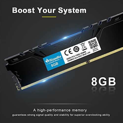 DDR3 RAM 8GB 1600MHz CL11 UDIMM, Desktop Memory Module PC3-12800 240-Pin 1.5V 2Rx8 Dual Rank Non-ECC Unbuffered PC Computer RAM Stick Upgrade - Black - Image 3