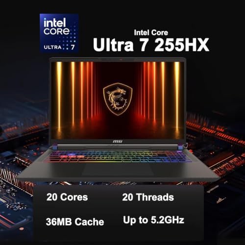 msi Vector 16 HX AI Gaming Laptop 16" WUXGA IPS 144Hz Intel 20-core Ultra 7 255HX (>i9-14900HX) 32GB DDR5 4TB SSD GeForce RTX 5070 Ti RGB Backlit Thunderbolt5 Win11 ICP Acc - Image 3