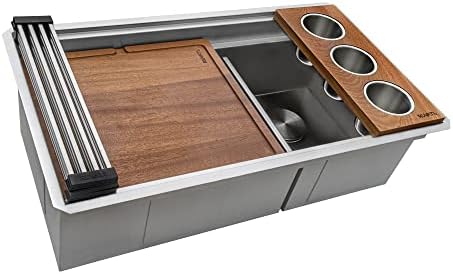 Ruvati 33-in Low-Divide Dual-Tier Workstation Kitchen Sink - RVH8255 by Unknown