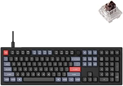 Keychron V6 Wired Custom Mechanical Keyboard Knob Version, Full-size QMK/VIA Programmable Macro with Hot-swappable Keychron K Pro Brown Switch Compatible with Mac Windows Linux Black (Non-Transparent) by Keychron