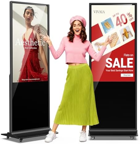 JIYANG 49 Inch Touchscreen Digital Signage Display Kiosk, Indoor Floor Standing LCD Advertising Display with Android Media Player, HDMI/USB/WiFi Input Auto Split Screen（Black） by HomePage