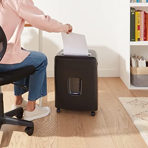 Amazon Basics 12 Sheet High Security Micro Cut Paper, Credit Card and CD Shredder with 6 Gallon Easy Emptying Bin, Casters, Black - Image 6