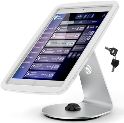 Tablet Kiosk Stand for Desk with Lock - Rotatable Swivel Compatible with 10.2" iPad 7th 8th 9th Gen - BSC109WT by Beelta