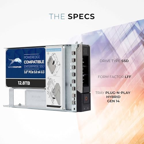 Water Panther 12.8TB 3D TLC PCIe 5.0 x4 NVMe U.3 Hybrid 3.5" SSD for Dell PowerEdge Servers | Mixed-Use | Enterprise Solid State Drive in 16G Tray Compatible with 1VGG0 R760 R6615 - Image 2