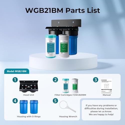 iSpring WGB21BM 2-Stage Whole House Water Filtration System, 10” x 4.5” Carbon Block and Iron & Manganese Reducing Filters, 1" Ports - Image 6