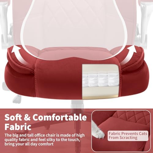 Fabric High Back Office Chair, Thick Padded Ergonomic Computer Desk Chair - Image 6