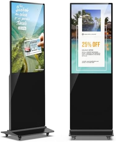 JIYANG 43 Inch Digital Signage Display Kiosk, Indoor Floor Standing LCD Advertising Display with Android Media Player, HDMI/USB/WiFi Input Auto Split Screen(Black by HomePage