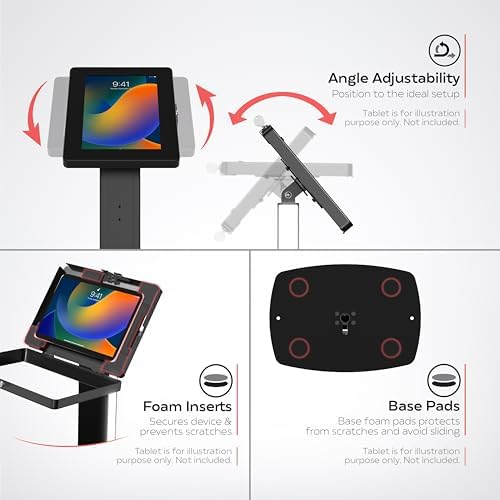 Premium Thin Floor Stand – CTA Heavy-Duty Premium Thin Floor Stand w/LED Light Add-On & Remote Control for iPad 11 (A16) - Pro 11-inch M4 - Air 11-inch M3- iPad 10th Gen - Galaxy Tab & More Tablets - Image 6