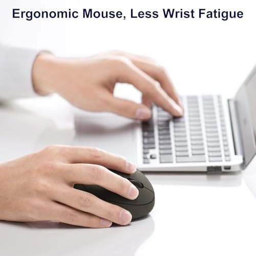 SANWA 2.4G Wireless Ergonomic Mouse, Optical Vertical Ergo Mice for Small Hands, Reduce Wrist Strain, 800/1200/1600 DPI, 5 Buttons, Compatible with MacBook, Laptop, Windows, Mac OS, Black - Image 2