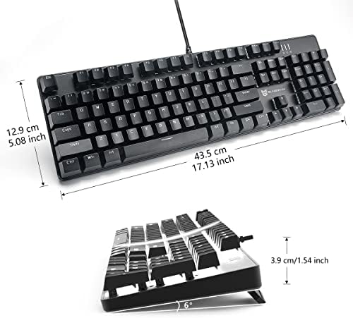 Merdia Brown Switch Black Full Size Mechanical Gaming Keyboard | 104 Keys US Layout Ice Blue Backlit Wired PC Gaming Keyboards | Hot Swappable LED Backlit Wired Mechanical Computer Keyboards - Image 2