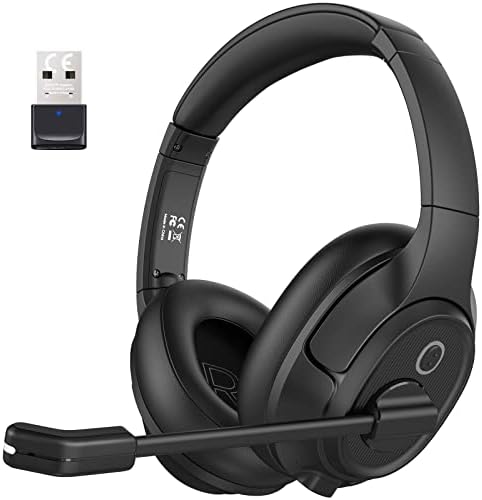 EKSA Bluetooth Headsets with Microphone & USB Dongle, 30 Hours Talk Time & 33ft Range, AI Environmental Noise Cancelling Mic, Over-Ear Wireless Headphone for PC/Laptop/Computer/Home/Work/Office/Zoom by EKSA