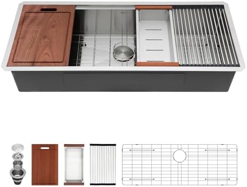 Sarlai 45 Undermount Workstation Kitchen Sink 45x19 Inch by Sarlai