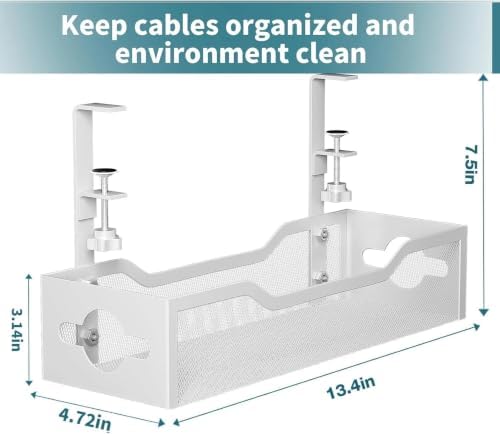 Under Desk Cable Management Tray 2 Pack, No Drill Cable Organizer With Clamp for Standing Desk, Easy to Install Cord Management System, No Damage Wire Organizer - Image 4