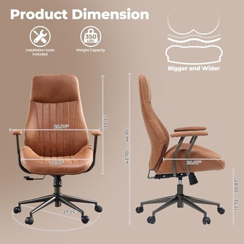ovios Ergonomic Office Chair, High-Back Faux Suede Computer Executive Chair - Image 2