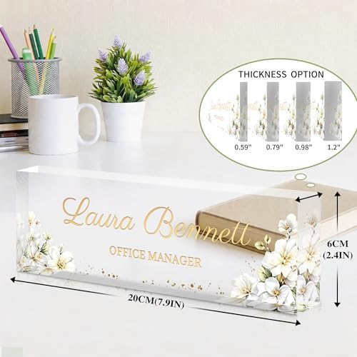 Custom Name Plate for Desk, Acrylic Desk Name Plate Personalized, Employee Appreciation Gifts, Office Desk Accessories for Women Men Teacher Nurse, Coworker Gifts for Manager Assistant (Cream Gold) - Image 4