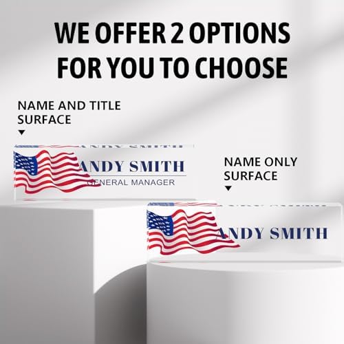 Name Plate for Desk-Personalized Name Plates for Desk-American Flag Name Plate Personalized for Office-Gifts for Boss Men Employee Appreciation Office Desk Decor (US Flag 3) - Image 2