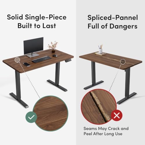 CubiCubi 48 x 24 One-Piece Electric Adjustable Standing Desk, Black Walnut - Image 5