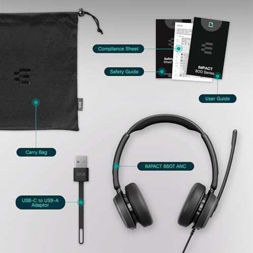 EPOS Impact 860T ANC Dual-Sided Wired Headset with Active Noise Cancellation, Microsoft Teams Certified, USB C and USB A, Super Wideband Audio, Ideal for Office Calls, Zoom, Home & Hybrid Work, Black - Image 5