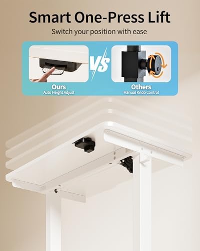 Okin Electric Standing Desk 31.5x19.7 Inches Small Computer Desk-Whole Piece Stand up Desk with Wheels Gaming Rolling Home Office Desks, White - Image 3