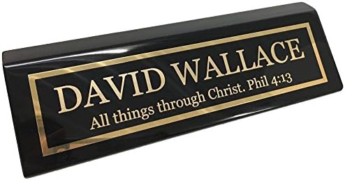 Personalized Business Desk Name Plate, Black Piano Finish - Free Engraving by GriffcoSupply
