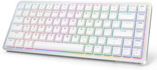 Air75 Low Profile Mechanical Keyboard Wireless, 75% Aluminum Frame, Hot Swappable, Shine Through PBT Keycaps, RGB Backlit, Bluetooth/2.4GHz/USB-C, Gaming Keyboard for Mac Windows (White) by NSYCA
