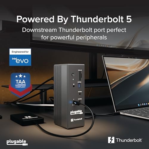 Plugable Thunderbolt 5 Dock: Dual HDMI 2.1 Up to 8K 60Hz / 4K 144Hz, 140W - Image 5