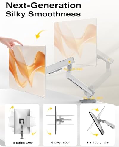 NB SmooVex™ Single Monitor Arm for Monitors 17'' to 32 inch, Mechanical Spring Mount Load up to 9 kg, VESA 75/100 mm Monitor-Mount A5 (White) - Image 3