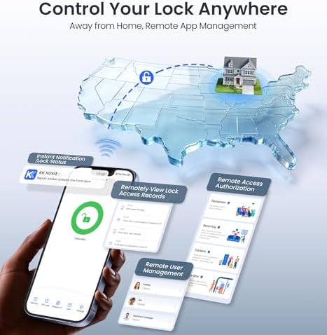 Veise VE027 WiFi Smart Lock Fingerprint Keyless Entry Deadbolt Satin Nickel - Image 4