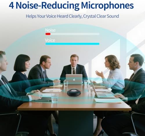 Bluetooth Conference Speakerphone, 4 Mics 360°Voice Pickup, Hi-Fi Speaker, USB Conference Speakerphone for Home and Office, Plug and Play, Wireless & Wired Conference Speakerphone - Image 2