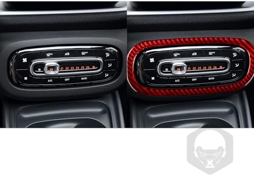 Real Soft Red Carbon Fiber Car Central Console Air Conditioning Climate Control Panel Sticker Auto Interior Decoration Accessories Compatible with Benz Smart 2016 2017 2018 2019 2020 2021 - Image 4