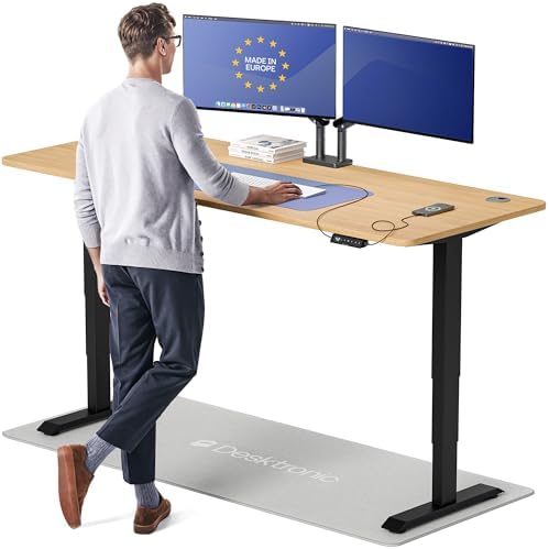 Desktronic HomePro Standing Desk 80x30 — Made in Europe, Ergonomic Sit Stand Home Office Desk, Electric Height Adjustable, Dual Motor, USB & USB-C Charging, Wobble-Free, Touchscreen, 3 Memory Presets by Desktronic