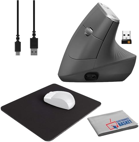 Logitech MX Vertical Advanced Ergonomic Mouse (Graphite) Bundle with Belkin Mouse Pad (Black) + Microfiber Cleaning Cloth by Unknown