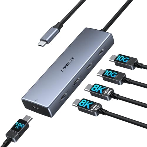10Gbps USB C Hub, 5 Port USB C Splitter with 8K@30Hz USB-C Display Output by ABIWAZY