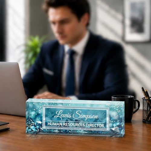 Custom Name Plate for Desk, Office Desk Double sided pattern Name Plate Personalized Office Desk Decor for Women and Men, Teacher Nurse Boss Employee Appreciation Gifts (green gemstone, customization) by Unknown